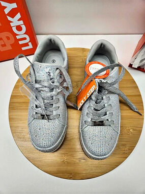 Lucky Step Rhinestone Fashion Sneaker Silver US 8